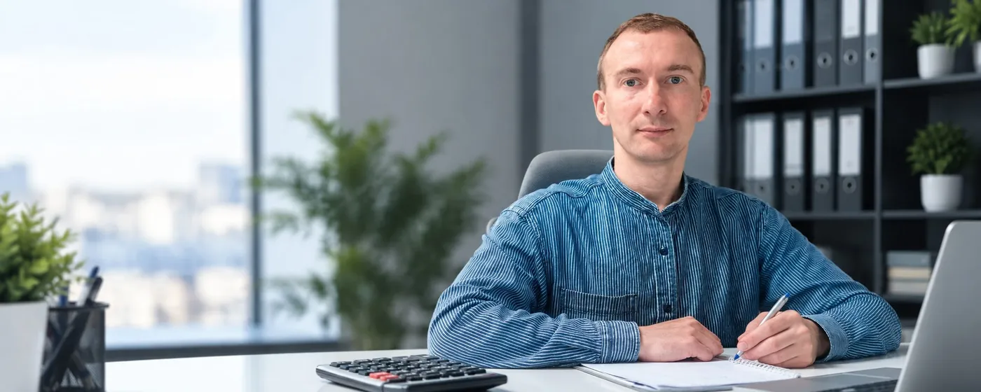 Павел Шевяков, руководитель «Альпари Стандарт», за работой в офисе